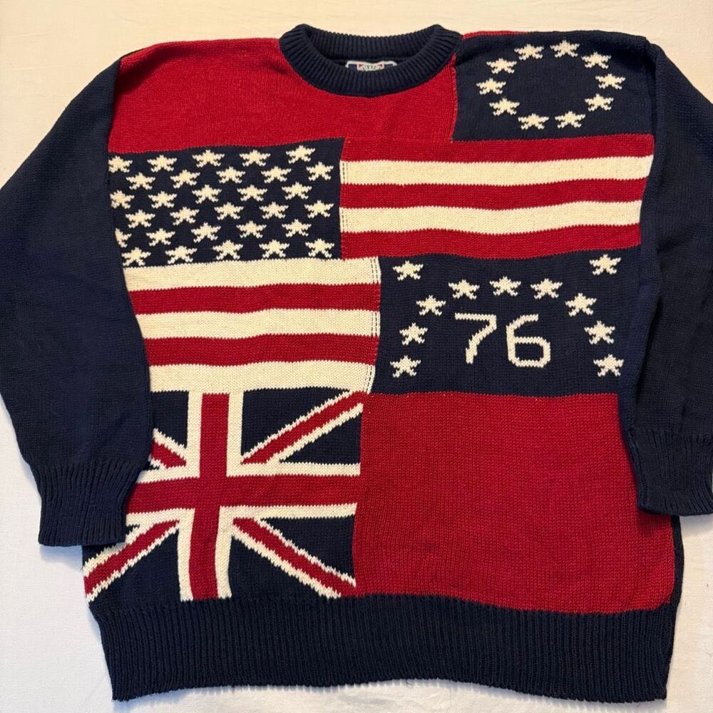Sutter & Grant | Vintage USA UK Flag 76 Cotton Sweater | Men’s XL